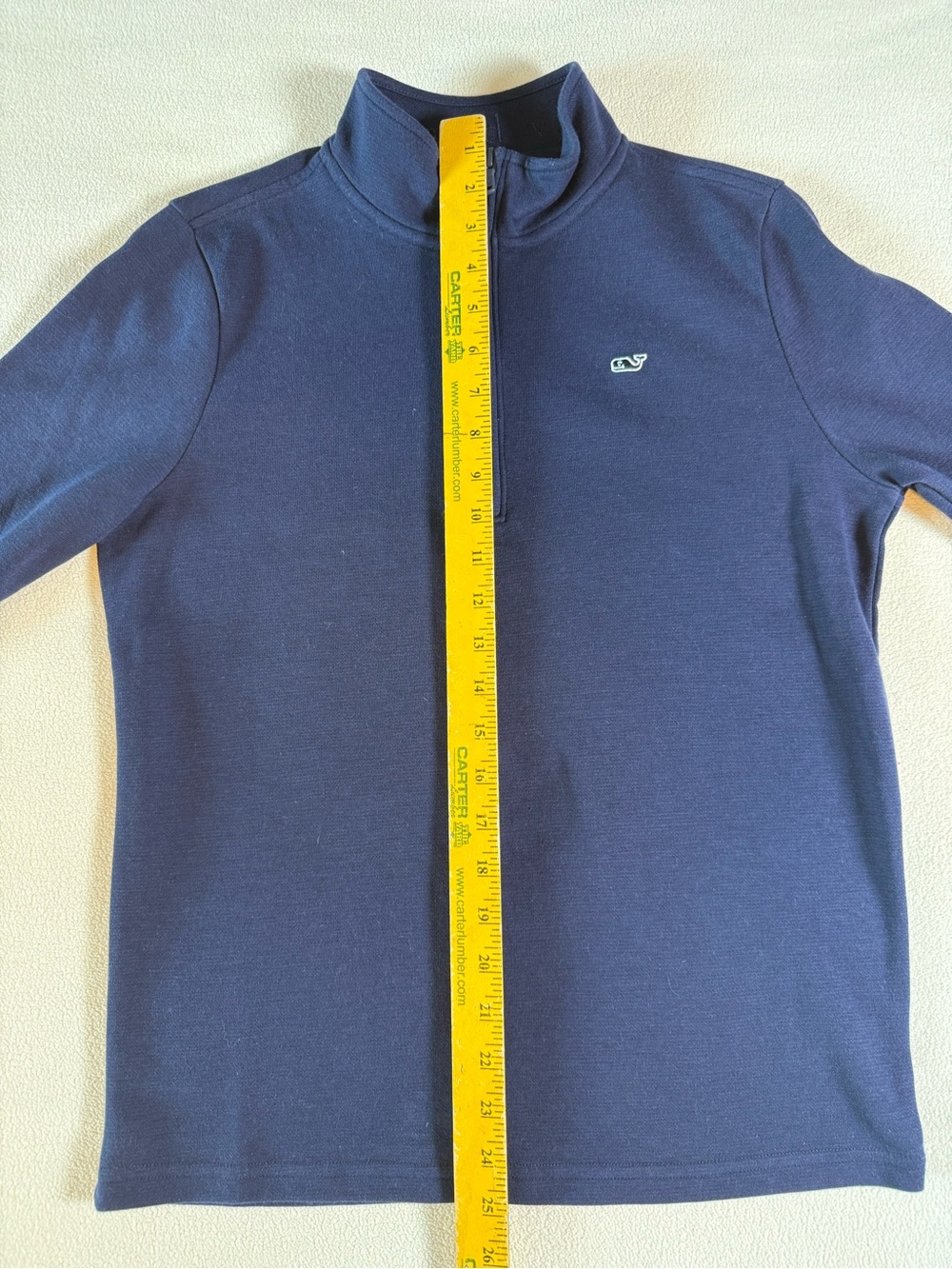 Vineyard Vines Saltwater 1/4 Zip Pullover Boys L 16 Navy Blue Sweater Whale - Picture 11 of 13